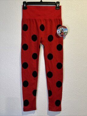 MIRACULOUS youth Leggings Red/Black (LARGE) Polka Dot